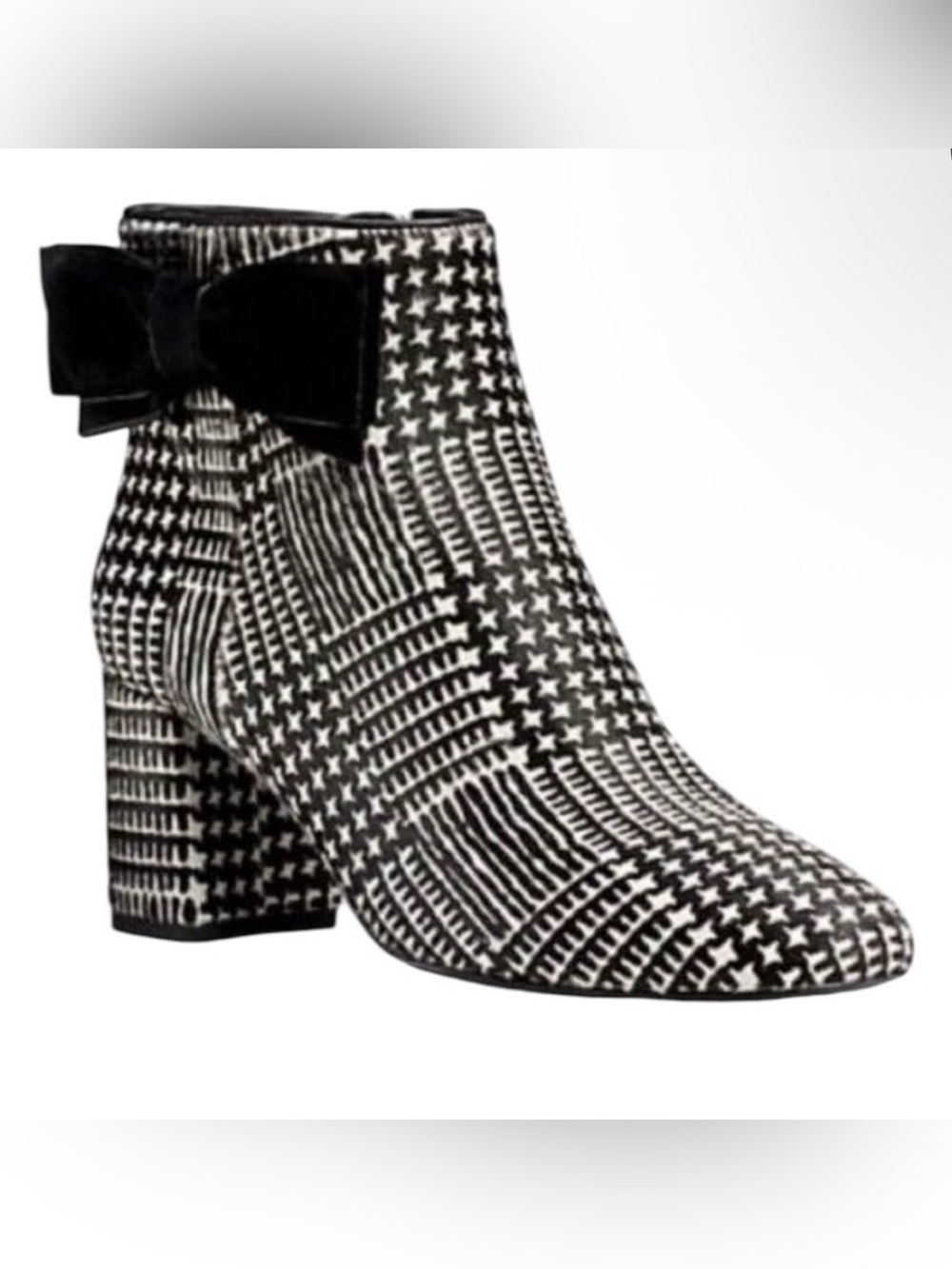 NIB Kate Spade Holly black and white calf hair booties
